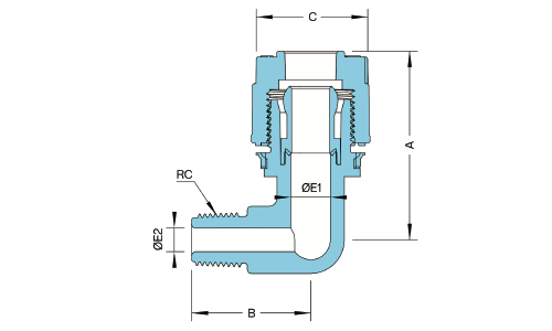 PFA Insert-Type Male RC Elbow Fitting
